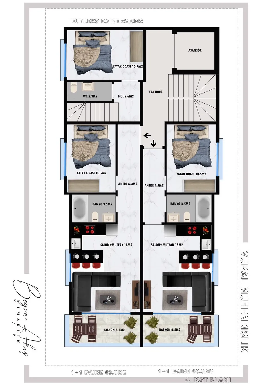 Fourth floor floor plan, Keykubat Life