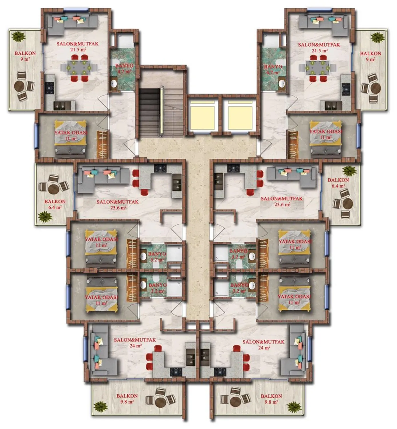 Typical floor floor plan, Çarşı 1